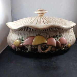 Vintage Arnels Ceramic Mushroom 1973 Large MCM Casserole Dish Tureen RARE